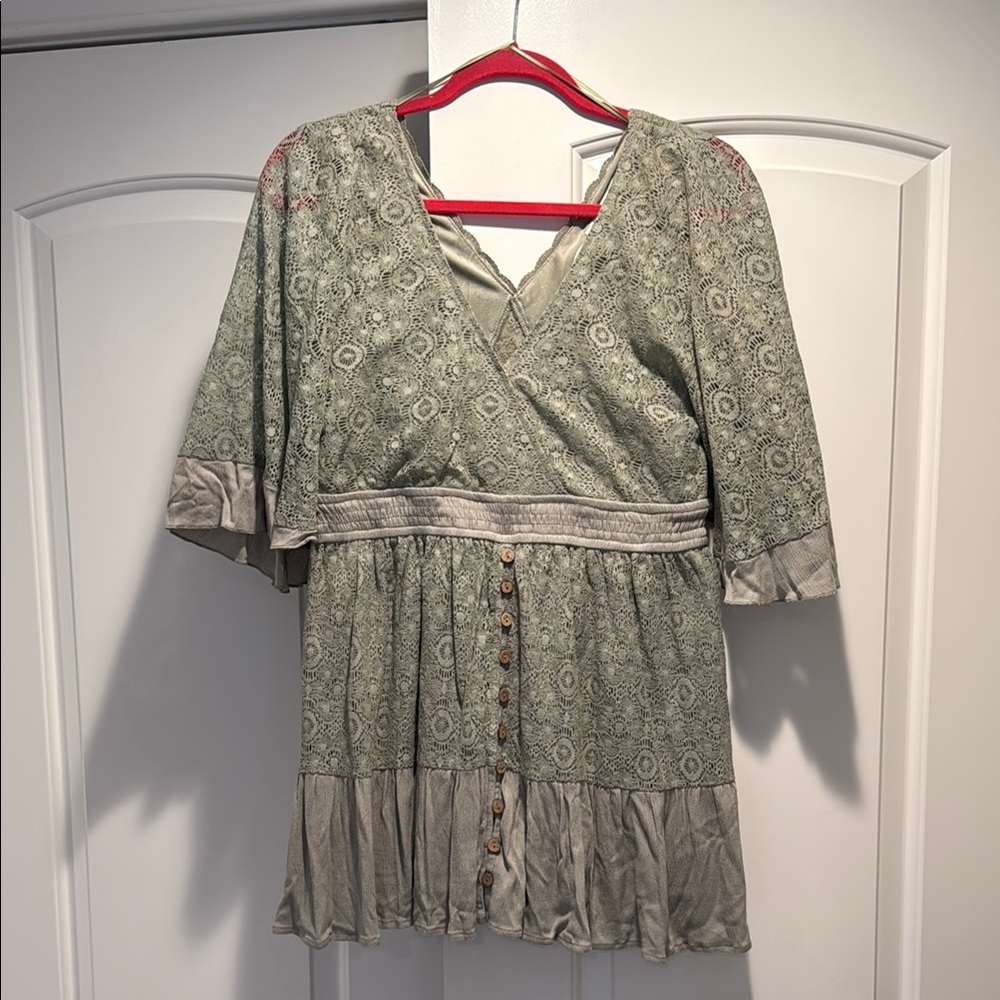 Green Lace Romper
